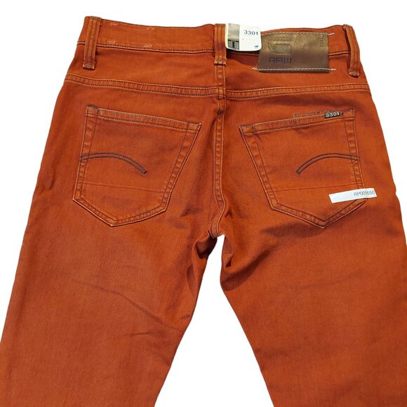 Retro Vintage G-Star Raw 3301 Skinny Burnt Orange High-Rise Denim Jeans  Sz 27 - Picture 6 of 8